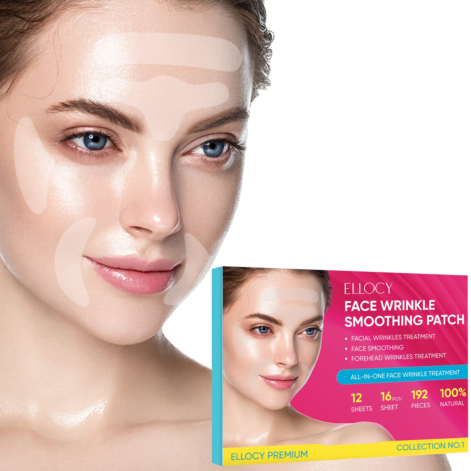 Ellocy Face and Wrinkle Patches,192PCs Face Tape for Wrinkles Forehead Wrinkle Patches Face Patches for Wrinkles Anti Wrinkle Patches Facial Patches Visit the Ellocy Store - Image 1